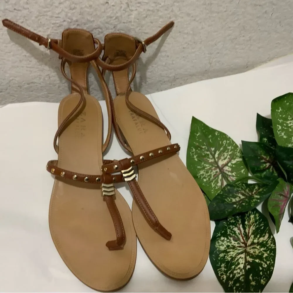 Zara Trafaluc Strappy Sandals Size 37 - Picture 7 of 8